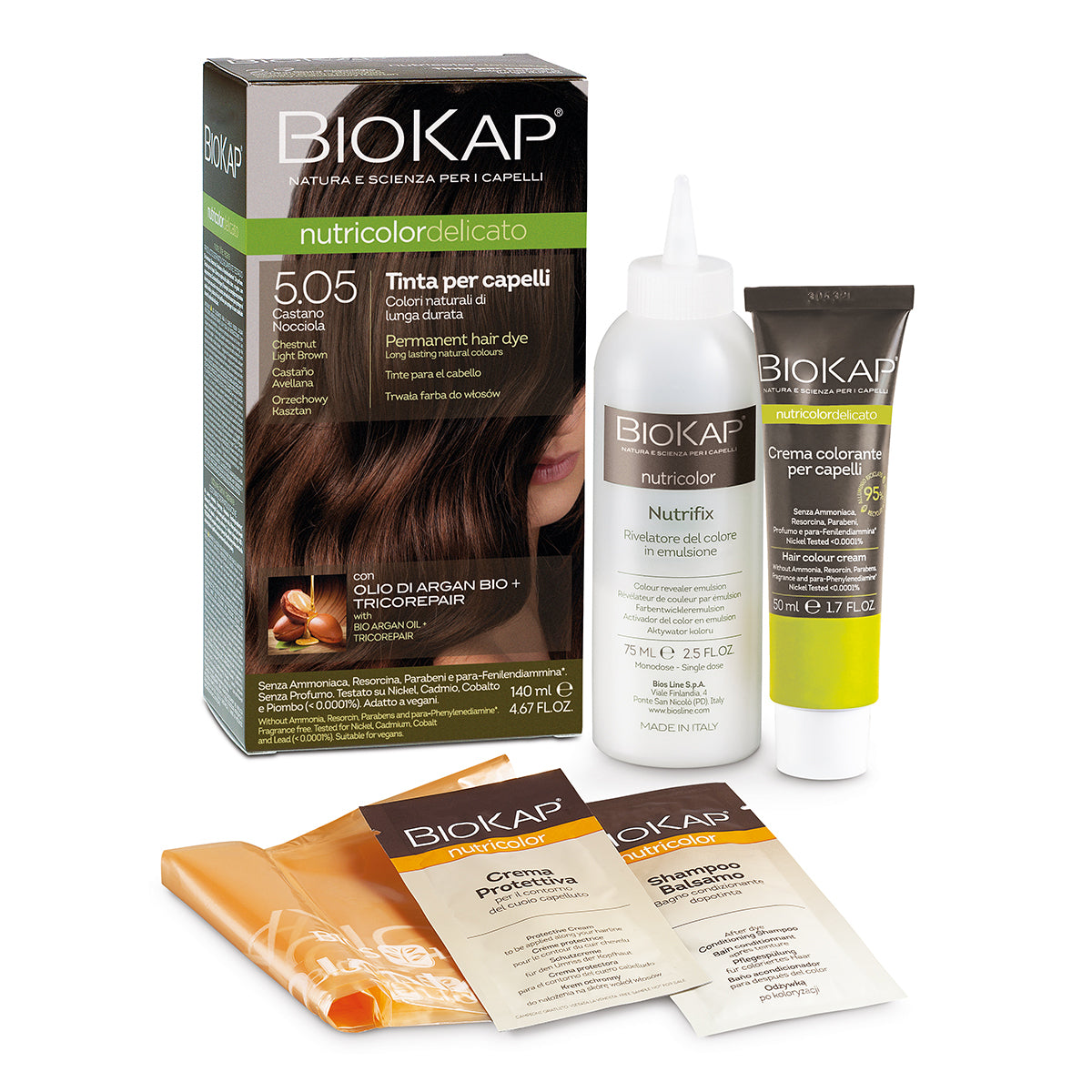 Tinta per Capelli Biokap Delicato 5.05 Castano Nocciola