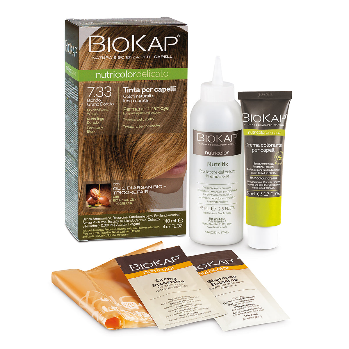 Tinta per Capelli Biokap Delicato 7.33 Biondo Grano Dorato