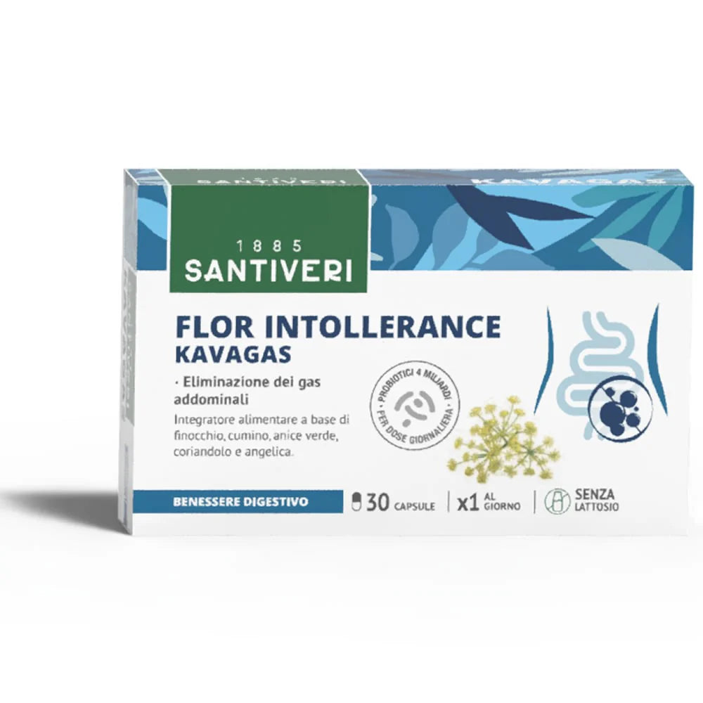 FLOR INTOLLERANCE KAVAGAS 30 CAPSULE Gas intestinali Pancia Gonfia