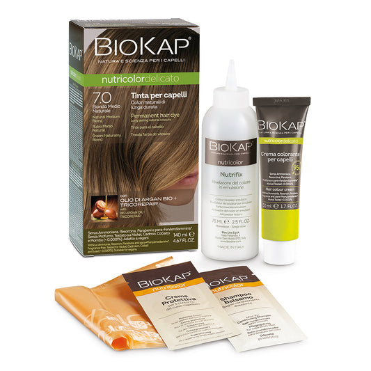 Tinta per Capelli Biokap Delicato 7.0 Biondo Medio Naturale Rapid